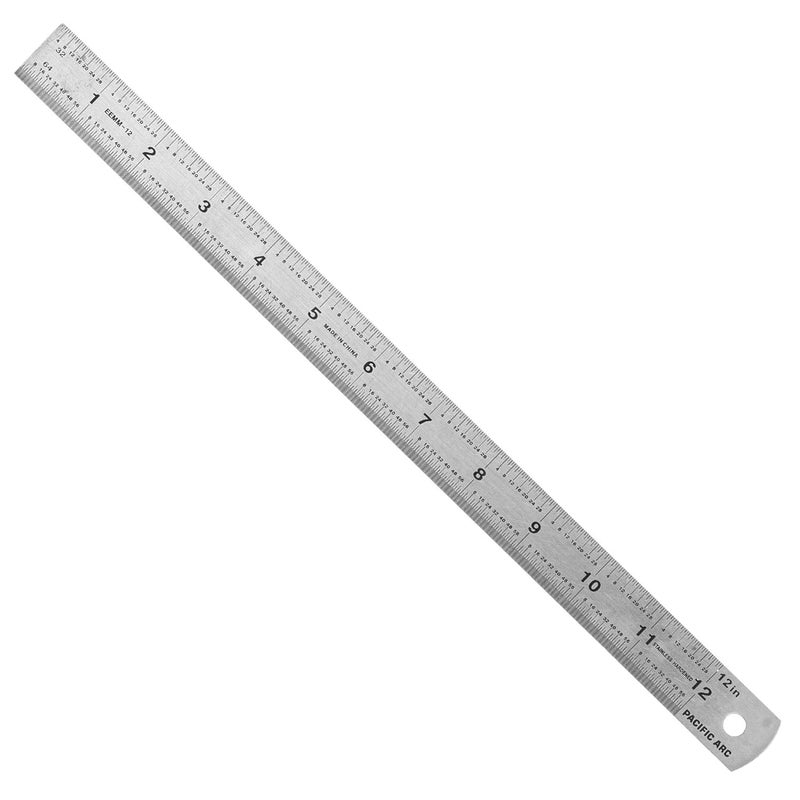 Pacific Arc Stainless Steel Ruler Inch and Metric, with 32nd and 64th Graduations, 12 Inches - Image 1